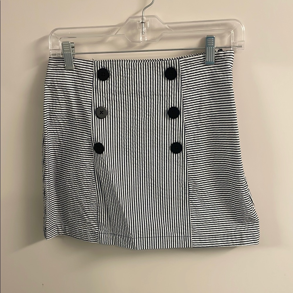 Striped Black and White Button Skirt